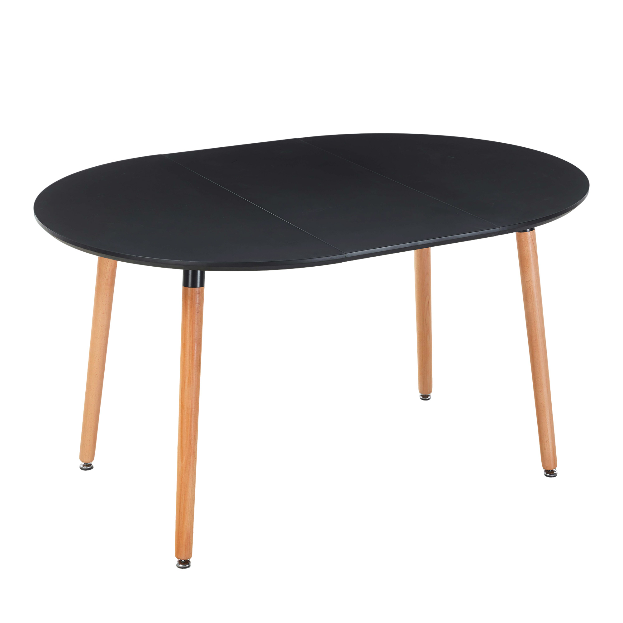 Noble House Table à Manger Ronde Extensible, Pied en Bois, Dessus de Table en MDF Noir, Utilitaire Polyvalent, Noir