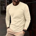 thumbnail image 2 of FAIWAD Mens Long Sleeve Tops Round Neck Basic Pullover Tops Classic Solid Color Lightweight Blouse Tops, 2 of 6