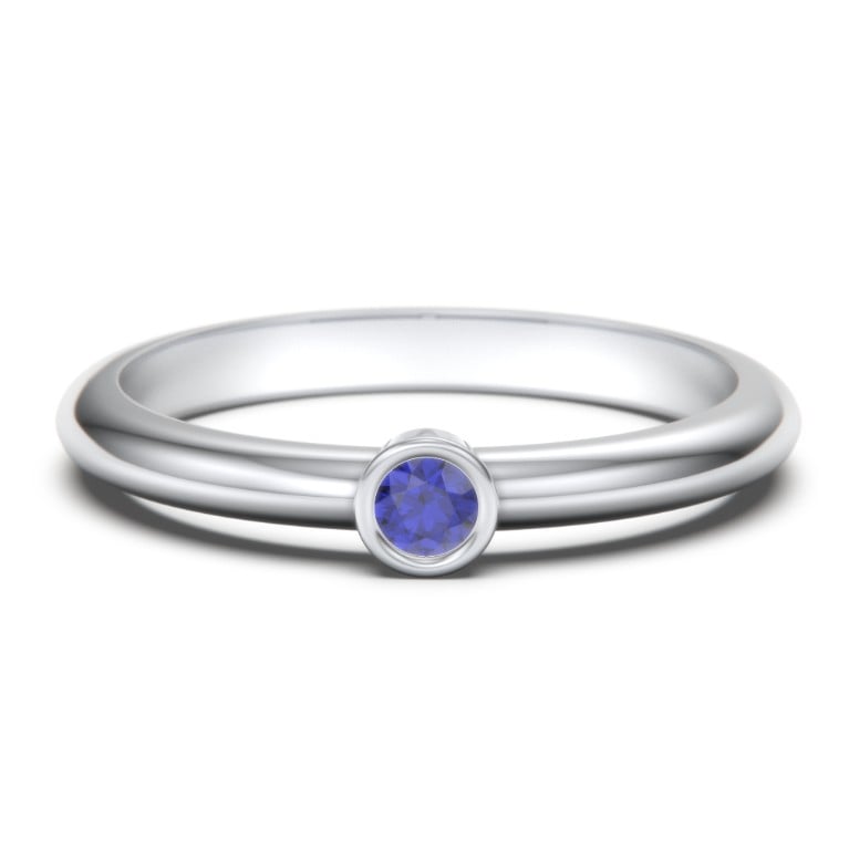 Classic Bezel Set Birthstone Ring - Blue Sapphire (September)