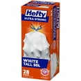 thumbnail image 1 of Hefty Garbage Bags, Ultra Strong Tall 50 Litres White Kitchen, Drawstring, Arm & Hammer odour neutralizer, 28 Bags, 1 of 1
