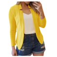 thumbnail image 2 of Pxiakgy Femmes Mode Décontractée Uni Manches Longues Ouvert Col à Cran Cardigan de Tailleur Bureau Veste Manteau Jaune + TG, 2 of 6