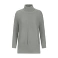 thumbnail image 3 of Timegard Sweaters for Women High Neck Long Sleeve Split Oversized Pullover Fall Winter Loose Knit Tops, 3 of 5