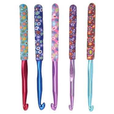 5 Pcs Crochets au Crochet en Aluminium Ergonomiques Colorés Kits de Crochets au Crochet Différentes Tailles Aiguilles au Crochet Bricolage Outils de Tissage en Fil pour Faire des Foulards Gants et Chandails