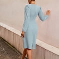 thumbnail image 4 of Drppepioner Robe pour Femme Décolleté en V Profond Manches Longues Ceinture à la Taille Volants Mini Évasée Patineuse Robes Mode Femmes Aguichant Uni Fermeture Éclair Manches Longues Décolleté en V Robe Régulière Bleu Ciel, 4 of 9