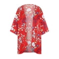 thumbnail image 4 of TIMIFIS Women Chiffon Printed Cardigan Kimono Robe Tops Beach Bikini Cover up Blouse-Red-2-XXLFall, 4 of 5