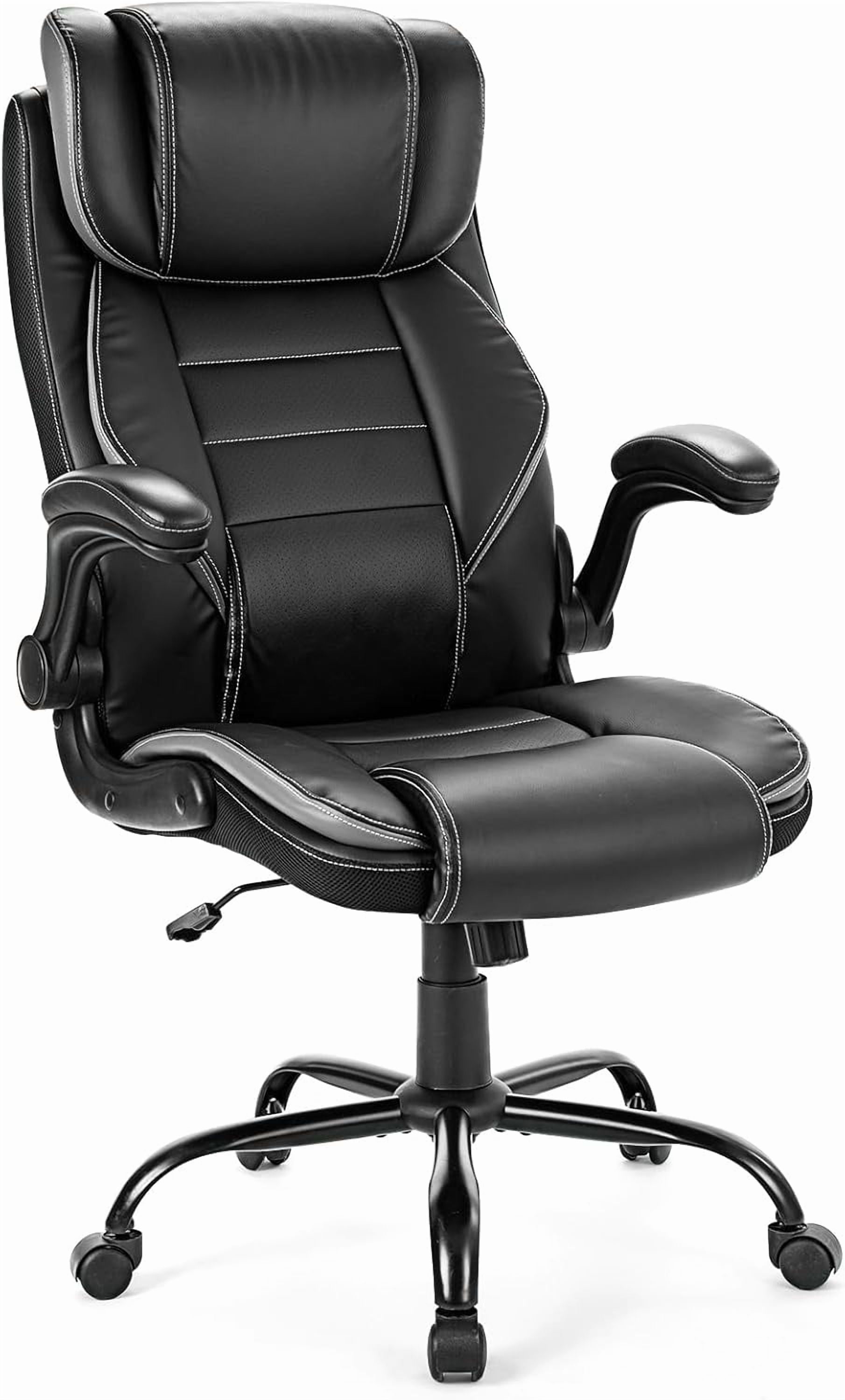 Big and Tall Office Chair 400lbs Ergonomic Lumbar Support and Adjustable Headrest Dual Spring Reclining Desk Chair Grey