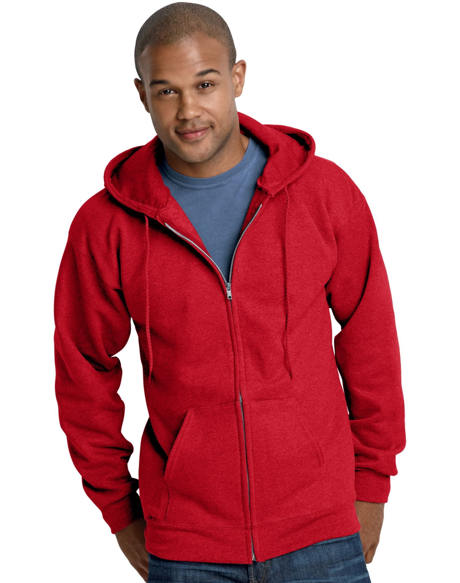 Hanes Ultimate Coton Molletonné pour Adulte à Fermeture Éclair Intégrale, 2TG, Rouge Foncé
