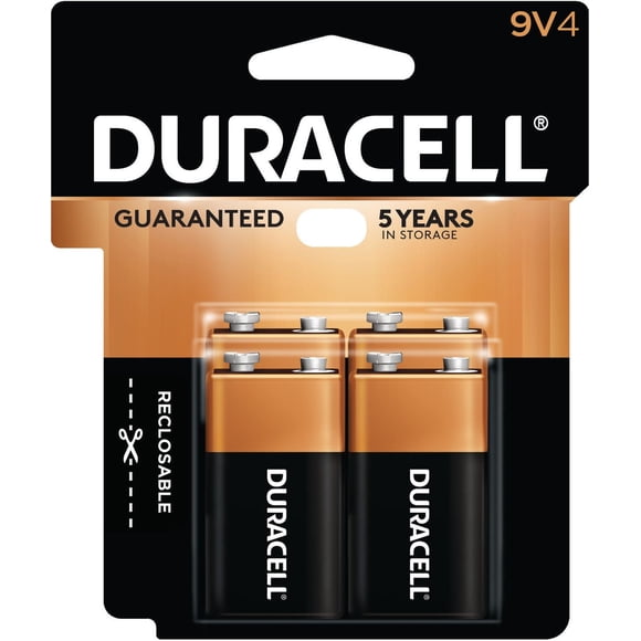 Duracell Coppertop Alkaline 9V Batteries, 4 Pack