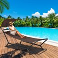 thumbnail image 2 of Gymax Chaise Lounge Bed w/ Detachable Sunshade Canopy Hammock w/ Rustproof Metal Stand Brown, 2 of 10