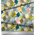thumbnail image 2 of Soimoi Moss Georgette Fabric Leopard & Argyle Patchwork Printed Fabric 1 Yard 42 Inch Wide, 2 of 3