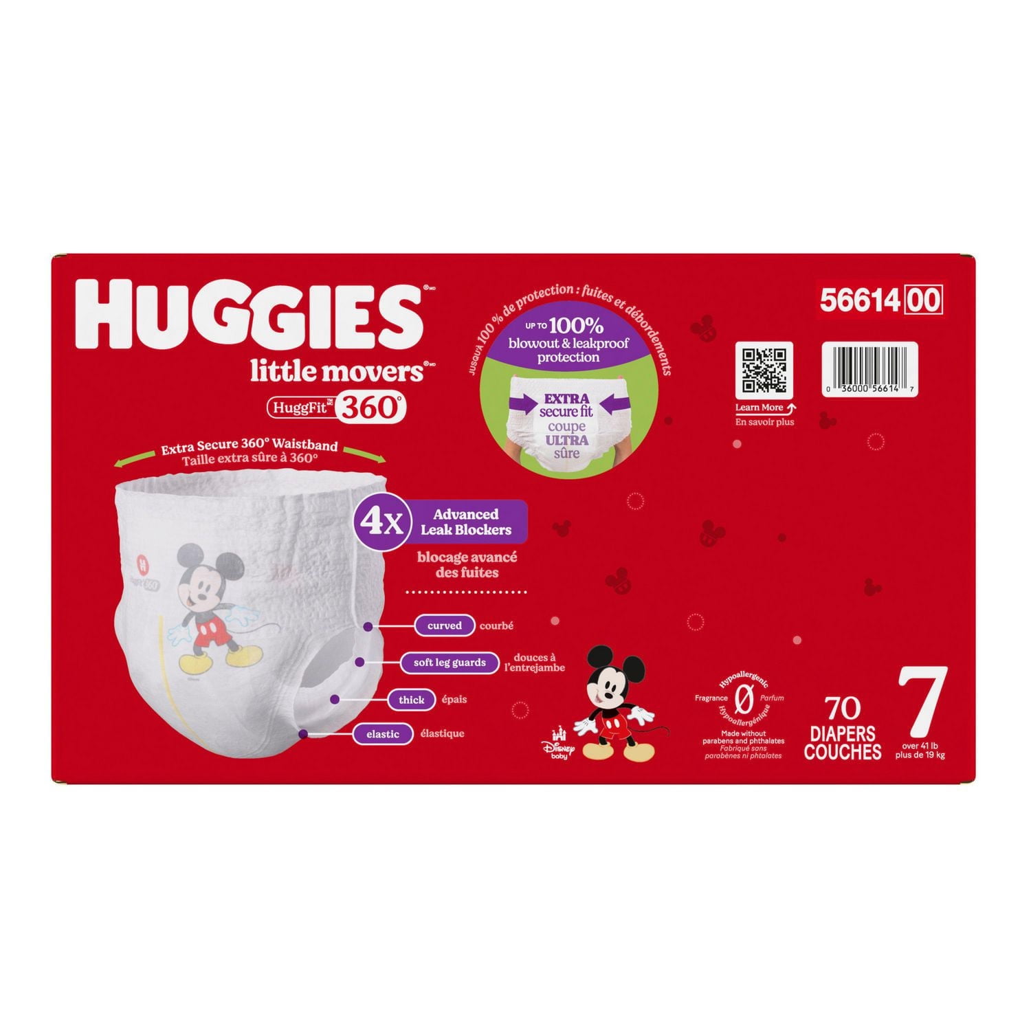 Couches pour bébé Huggies Little Movers HuggFit 360° avec ceinture 360°, tailles 3-7, 136-70 unités