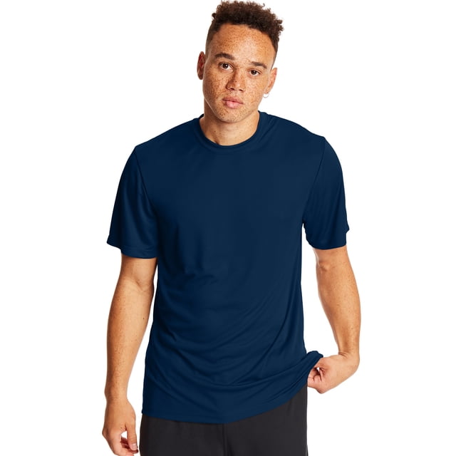 Hanes Mens Sport Cool DRI Performance Tee 2-Pack, S, Navy