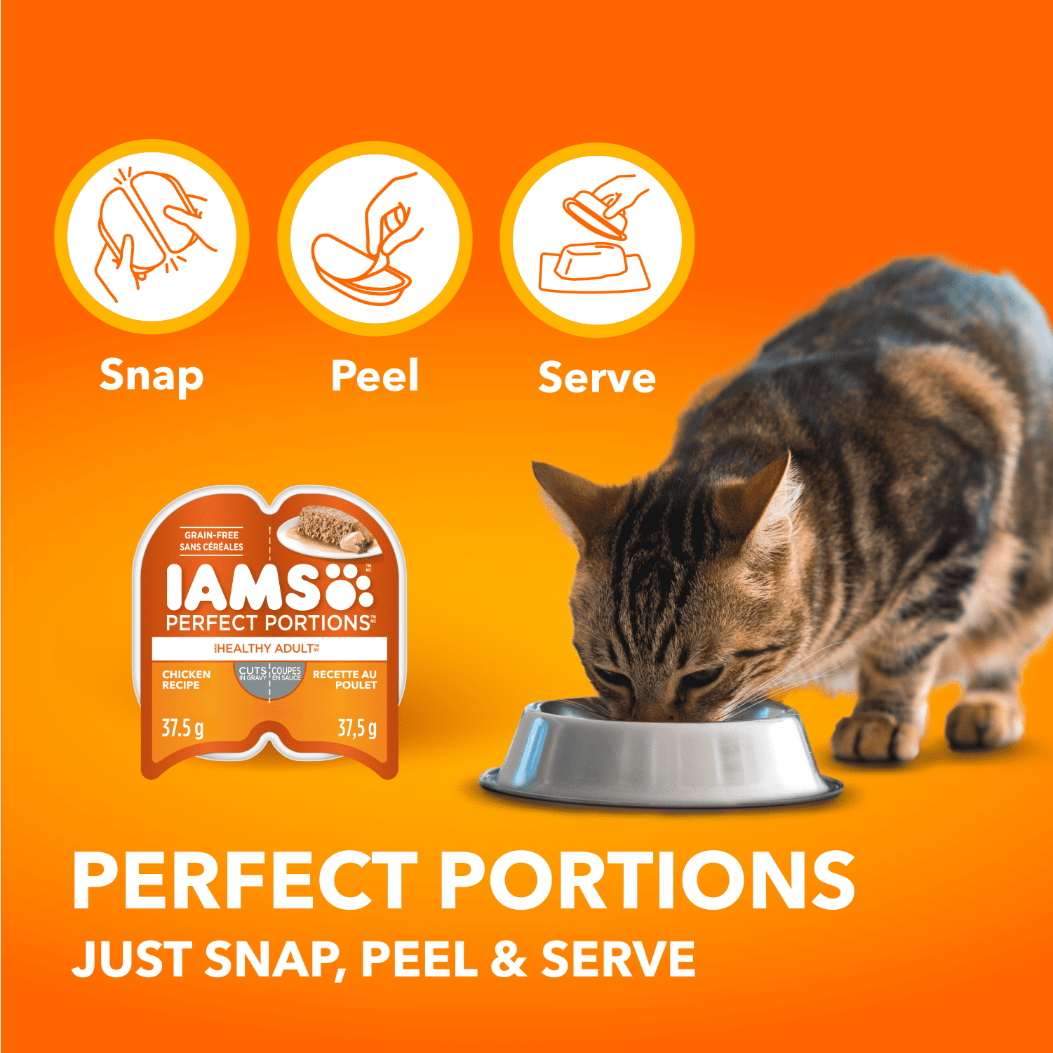 Iams Perfect Portions Sans Grains Coupes de Poulet en Sauce & Pâté au Saumon d'Intérieur Assortiment Adulte en Santé Nourriture Humide pour Chat Lot de 24
