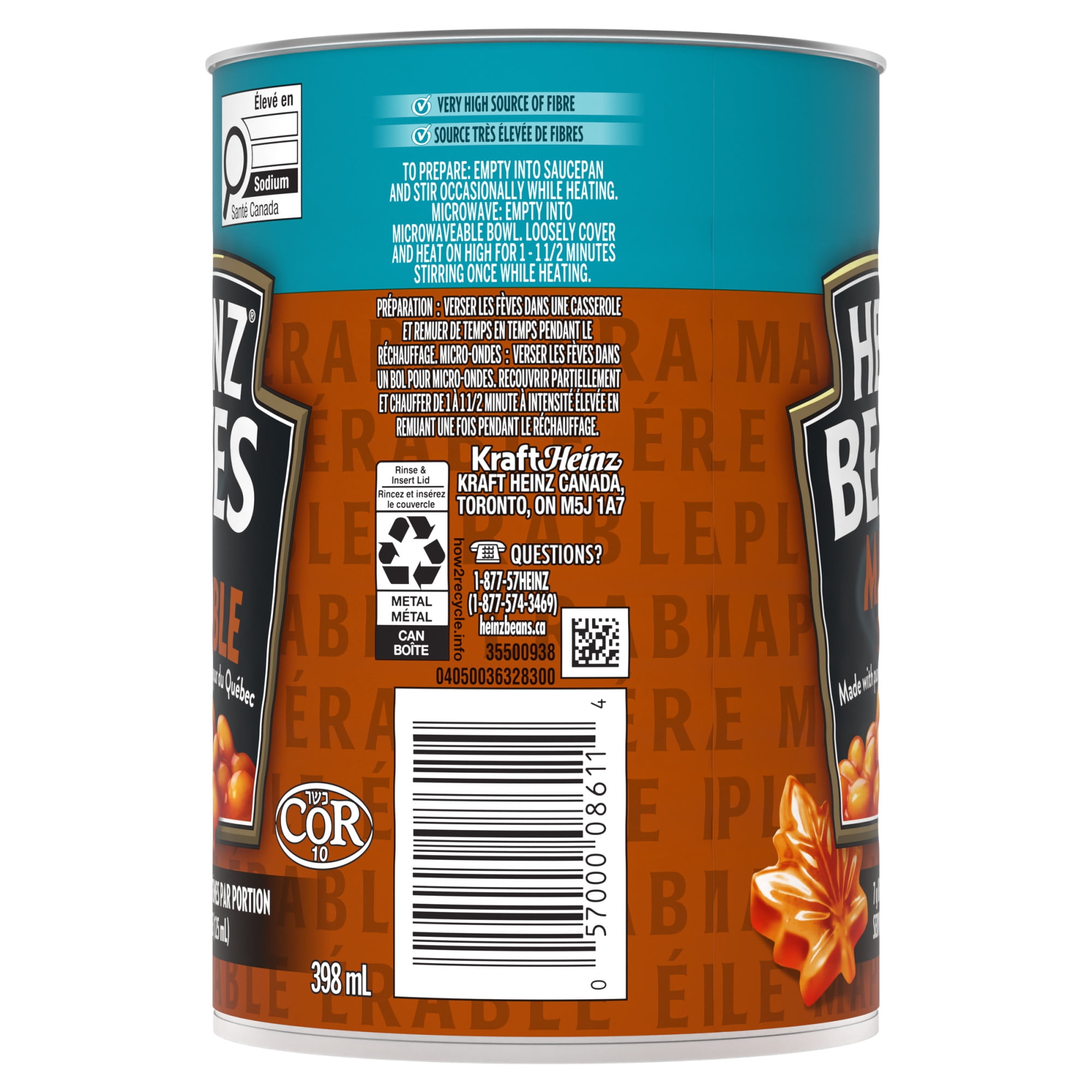 Heinz Maple Style Beans with Pure Quebec Maple Syrup, 398 mL Can