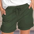 thumbnail image 4 of AherBiu Hiking Shorts for Women Drawstring High Waisted Button Roll Up Hem Summer Outdoor Short Solid Color, 4 of 6