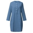 thumbnail image 3 of MesaSe Cotton Linen Basic Maxi Dress Boho Style Ladies Crew Neck Half Sleeve Daily Suit, 3 of 9