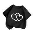 thumbnail image 3 of LUOGENLI T-Shirt pour Filles Enfant Filles Mignon Graphique Col Rond Manche Courte Tee Été Décontracté T-Shirt Maxi Hauts Ensembles Filles Tenue 2 Pcs Floral Noir 8-9 Ans, 3 of 5