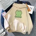 thumbnail image 2 of cllios Womens Cute Cartoon Frog Print Hoodies Long Sleeve Pullover Drawstring Hooded Sweatshirts, 2 of 3