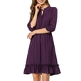 thumbnail image 1 of INSPIRE CHIC Robe Trapèze en Mousseline à Volants Superposés pour Femme, Manches 3/4, Smockée, 2TG, Violet, 1 of 8