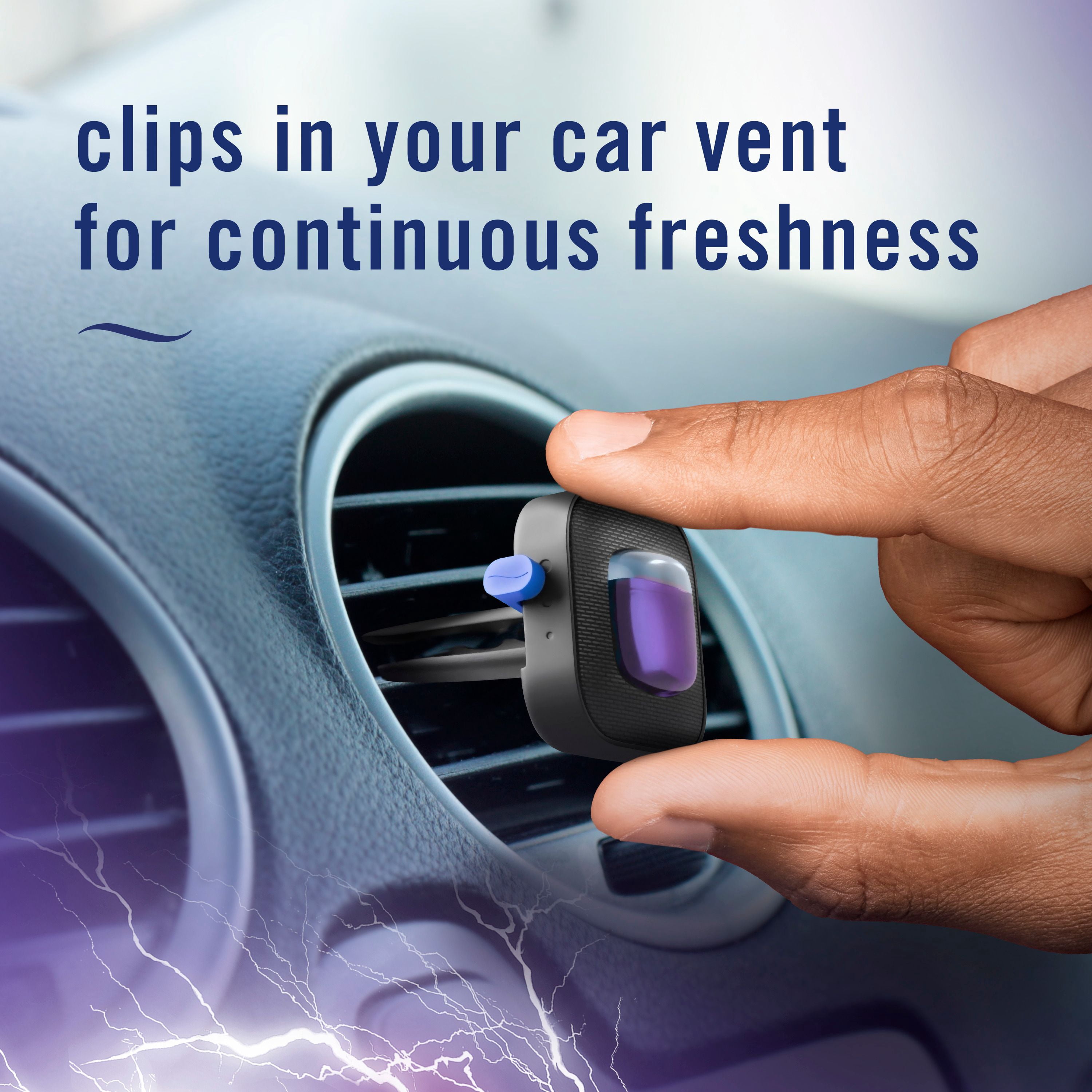 Febreze Assainisseur d'Air pour Voiture, Pince pour Bouche d'Air, Tempête de Minuit, 1 Unité