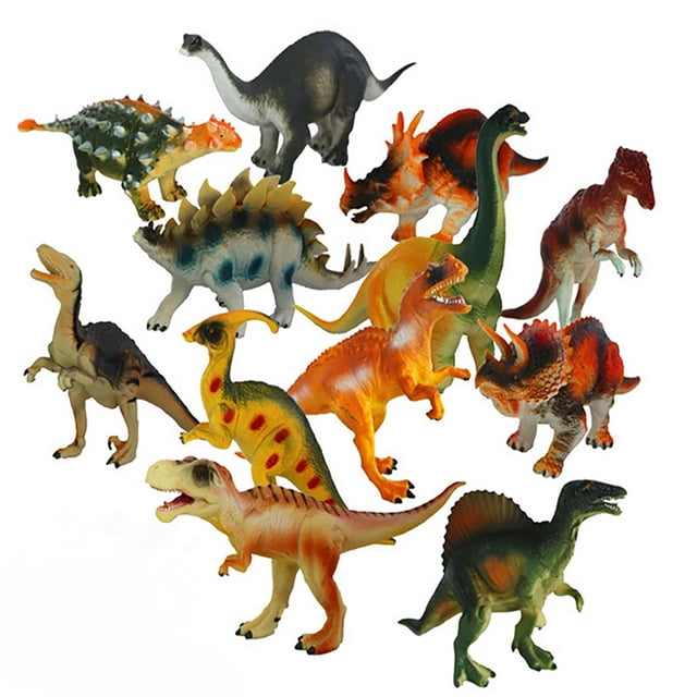 12PCS Dinosaur Toys Realistic Dinosaur Figures Dinosaur Models for Kids. The set includes 12 multicolour PVC plastic dinosaur figures, each measuring approximately 15-18cm in length, 3.5-5cm in width, and 6-12cm in height. The figures feature detailed designs of various dinosaur species, ideal for educational purposes, room decoration, or as a gift for children under 12. The toys are durable, non-toxic, and suitable for birthdays, Christmas, and other occasions.