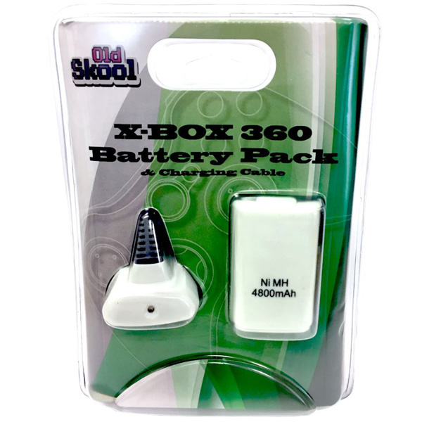 Manette Xbox 360 Blanche Kit de Lecture et de Recharge Nimh 4800 Mah [Old Skool]