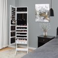 thumbnail image 2 of Giantex Lockable Jewelry Cabinet, Free Standing Big Makeup Box w/LED, White, 2 of 10