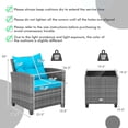 thumbnail image 3 of Costway 3 PCS Patio Rattan Furniture Bistro Set Cushioned Sofas Side Table Armrest Turquoise, 3 of 10