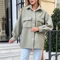 thumbnail image 4 of WEIYLL Jackets for Women Shirt Oversized Button Down Long Shacket Pockets Green Winter Clothes Size M, 4 of 6
