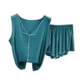 thumbnail image 1 of Chbgutlmr 2 Piece Womens Pajama Sets Summer V Neck Sleeveless Tops Ruffle Elastic Waisted Shorts Lounge Outfits, 1 of 3