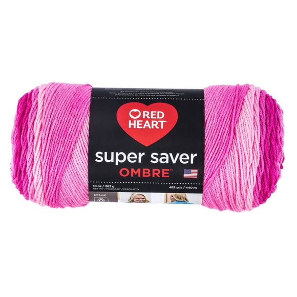 Red Heart® Fil Super Saver® Ombre™, Acrylique #4 Moyen, 10oz/283g, 482 Yards