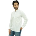 thumbnail image 3 of Atasi Kurta Court Ethnique pour Homme Blanc Cassé Col Mandarin Chemise en Coton-Xxx-Grand, 3 of 6