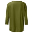 thumbnail image 5 of Meichang T-Shirts à Manches 3/4 pour Femmes, Col Ras du Cou Uni, Blouses Décontractées de Travail, Coupe Ample, Grande Taille, T-Shirts Basiques, Vert Armée, TTTG, 5 of 5