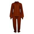 thumbnail image 1 of Women‘s Autumn And Winter Elegant Solid Color Style Thread Long Sleeve Pants Set, 1 of 4