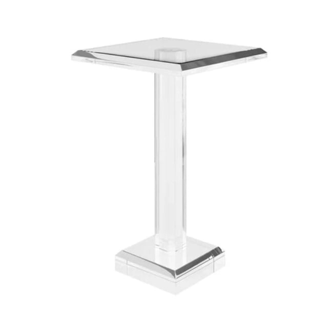 CHENAULT ACRYLIC SIDE TABLE featuring a clear acrylic square top and base connected by a thick central column, ideal as a modern living room accent or end table to elevate contemporary spaces.