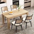 thumbnail image 3 of Noble House Modern Dining Chairs Set of 4, PU Upholstered Easy-Clean Seats with PE Rattan Back,Black + Natural, 3 of 9