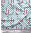 thumbnail image 1 of Soimoi Blue Rayon Fabric Check,Leaves & Pink Floral Print Fabric by Yard 42 Inch Wide, 1 of 1