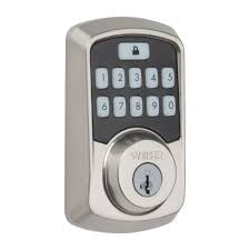 Weiser Serrure de Porte d'Entrée Sans Clé Connectée Bluetooth en Nickel Satiné/pêne Dormant Intelligent