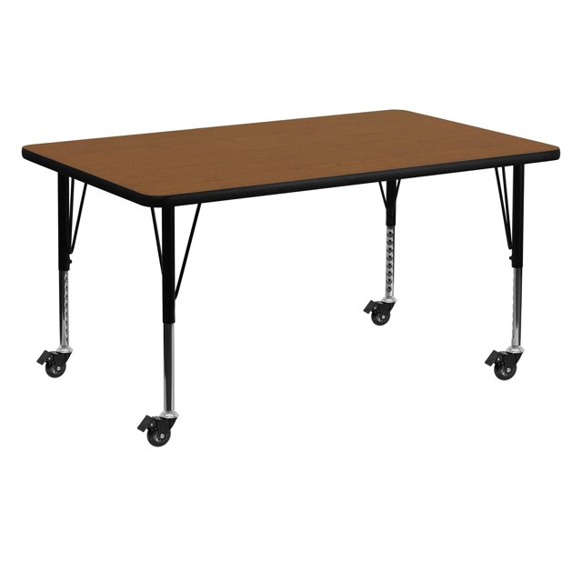 Bowery Hill Table d'Activité Mobile Rectangulaire 26 Pouces en Chêne