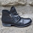 thumbnail image 4 of Bottes Courtes en Cuir pour Femmes Rétro Unies à Talon Bas avec Fermeture Éclair, 4 of 9