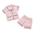 thumbnail image 1 of JIRNDf Pyjama d'Été pour Bébé Garçon, Doux et Mignon, Pyjama pour Filles, Pyjama pour Enfants à Manches Courtes, Ensemble 2 Pcs à Boutons, Short de Détente Classique, Tenue de Détente Confortable, Pyjama pour Enfants Rose 12-18 Mois, 1 of 4