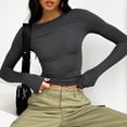 thumbnail image 3 of T-Shirts pour Femmes 2025, T-Shirts Femmes, T-Shirt à Col Rond pour Femmes Long Femmes Col Roulé Manches Longues Chemises Manche Basique Ajusté Court Hauts de Travail pour Femmes T-Shirts Tricot Côtelé Femmes Manches Longues Froid, 3 of 8