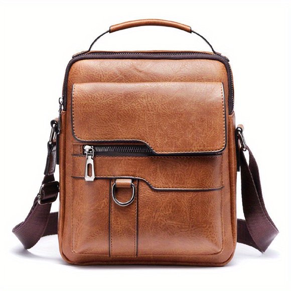 Men's Vintage PU Leather Shoulder Bag Men's Business Satchel Bag