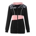 thumbnail image 2 of Women‘s Stitching Drawstring Hooded Slim Fashion Jacket Coat Outwear, 2 of 6