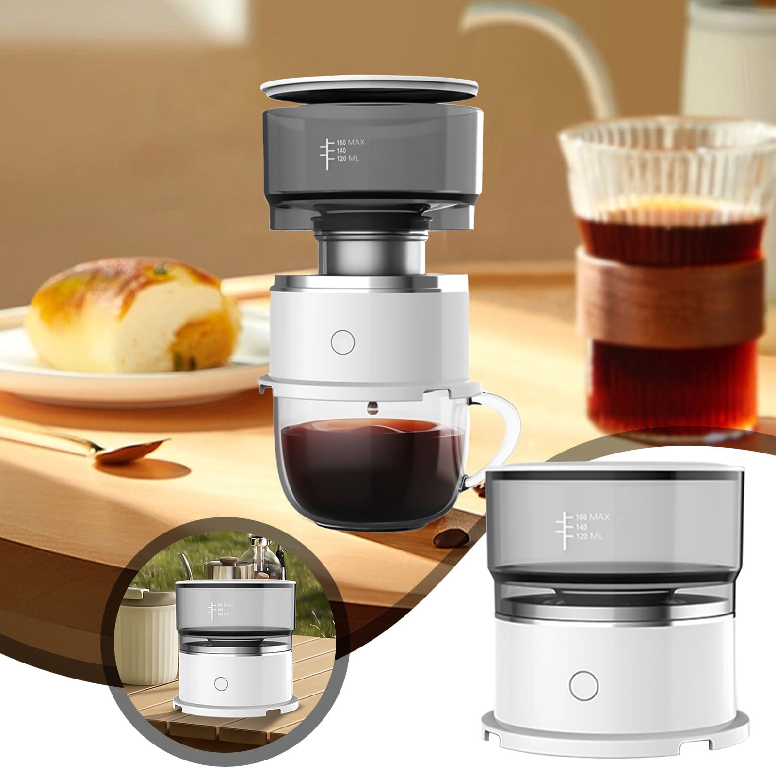 Hxlamzoo Portable Coffee Machine Compatible Ground Coffee, Hand Coffee Maker, Travel Gadgets, ABS and Stainless Steel, Fast And Stable Extraction, Made for Outdoor Enthusiasts And Coffee Addicts