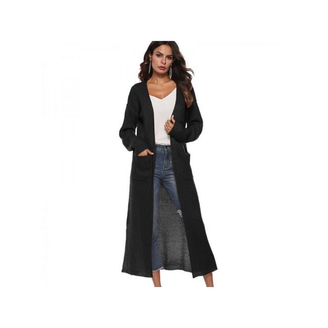 PENGXAING Femme Maxi Cardigan à Manches Longues Pull-Over Ouvert Manteau