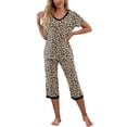 thumbnail image 2 of Gupgi Ensemble de Pyjama d'Été pour Femmes à la Maison, T-Shirts à Manches Courtes à Col en V et Pantalons Capri, 2 of 7