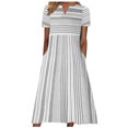 thumbnail image 1 of EQWLJWE Longue Robe pour Femmes Mode Féminine Décontractée à Manches Courtes Col en V à Rayures Imprimé avec Poche Robe Maxi, 1 of 8