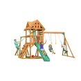 thumbnail image 1 of Creative Cedar Designs Mountain View Lodge Wooden Playset with Rock Wall, Slide and Swings (Multi-Colour & Green), 1 of 7