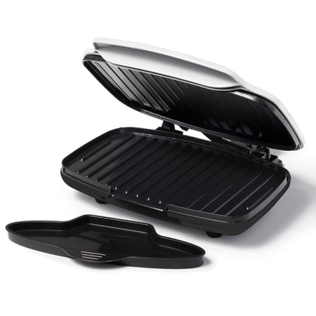 Starfrit Grill And Panini Press With Ceramic Coating - Non-Stick Coating - PFAS-Free - Removable Fat And Oil Collection - White